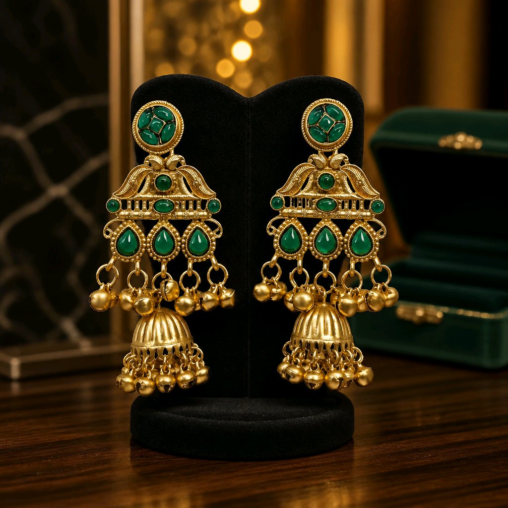 Aarvika Kashmiri Style Jhumka Earrings – model wearing