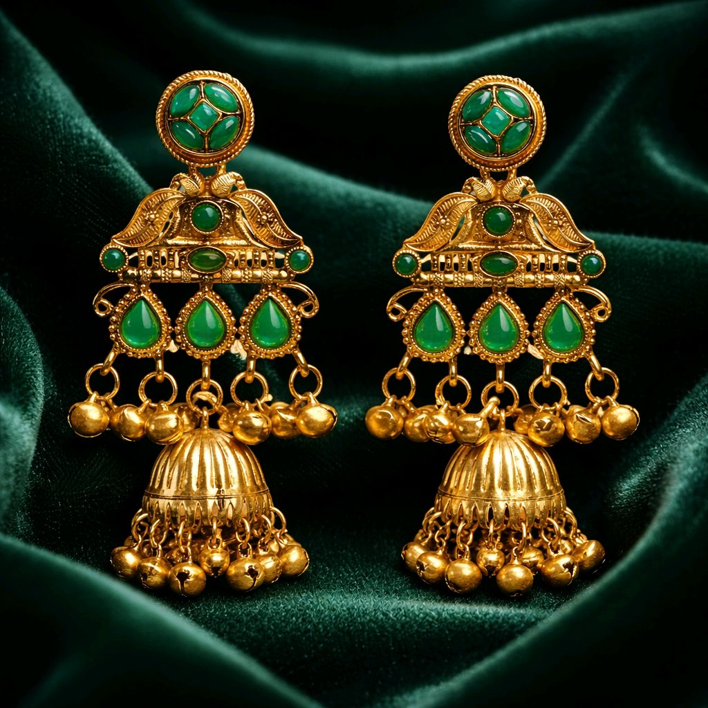 Aarvika Kashmiri Style Jhumka Earrings – flat lay