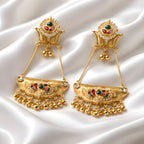 Aarvika Pearl Kashmiri Style Long Statement Earrings – front view