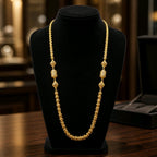 Aarvika 1.5GM Gold Forming Floral 1.5 GM Gold Forming Beaded Long Chain Necklace – front view