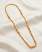 Aarvika 1.5GM Gold Forming Floral 1.5 GM Gold Forming Beaded Long Chain Necklace – full set