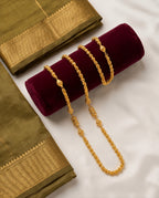 Aarvika 1.5GM Gold Forming Floral 1.5 GM Gold Forming Beaded Long Chain Necklace – close-up detail