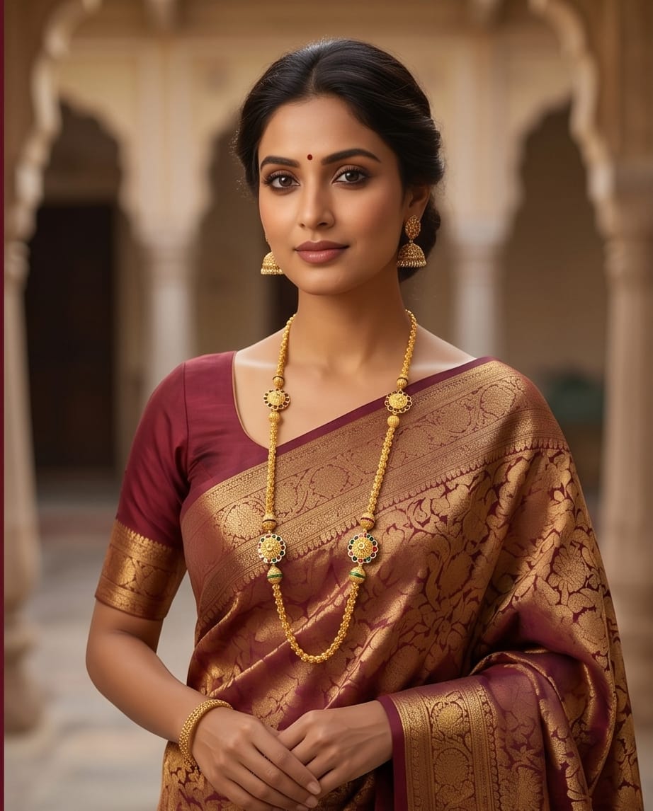 Aarvika 1.5GM Gold Forming Meenakari 1.5 GM Gold Forming Long Chain Necklace – close-up detail