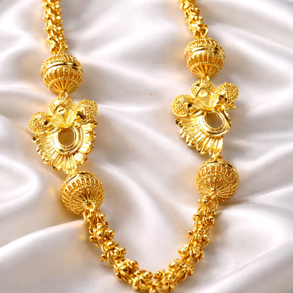 Aarvika 1.5GM Gold Forming Peacock Motif 1.5 GM Gold Forming Long Chain Necklace – back view