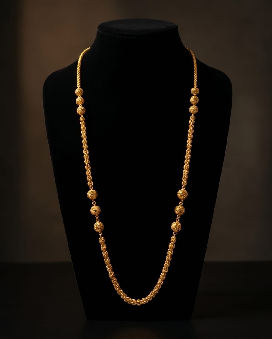 Aarvika 1.5GM Gold Forming Traditional 1.5 GM Gold Forming Beaded Ethnic Long – front view