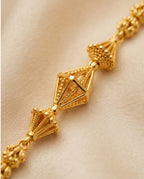Aarvika 1.5GM Gold Forming 1.5 GM Gold Forming Traditional Long Chain Necklace – model wearing