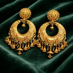 Aarvika 1.5GM Gold Forming Traditional 1.5 GM Gold Forming Filigree Chandbali Earrings – side view