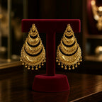 Aarvika 1.5GM Gold Forming Layered Filigree 1.5 GM Gold Forming Chandbali Earrings – front view