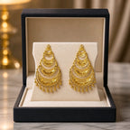 Aarvika 1.5GM Gold Forming Layered Filigree 1.5 GM Gold Forming Chandbali Earrings – full set