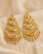 Aarvika 1.5GM Gold Forming Layered Filigree 1.5 GM Gold Forming Chandbali Earrings – flat lay