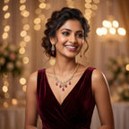 Aarvika American Diamond Premium Ruby Red AD Necklace Set – close-up detail
