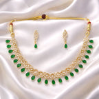 Aarvika American Diamond Premium Emerald Green AD Necklace Set – back view