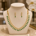 Aarvika American Diamond Premium Emerald Green AD Necklace Set – front view