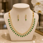 Aarvika American Diamond Premium Emerald Green AD Necklace Set – front view