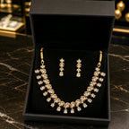 Aarvika American Diamond Luxury AD Floral Necklace Set – back view