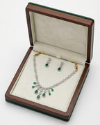 Aarvika American Diamond Premium Green AD Necklace Set – side view