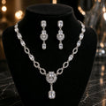 Aarvika American Diamond Premium Silver AD Necklace Set – front view