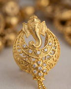 Aarvika Divine Ganesha Pendant Necklace Set - Gold-Plated Pendant with Matching Earrings