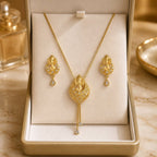 Aarvika Divine Ganesha Pendant Necklace Set - Gold-Plated Pendant with Matching Earrings
