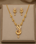 Aarvika Peacock Design Gold-Plated Pendant Necklace Set