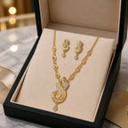 Aarvika Peacock Design Gold-Plated Pendant Necklace Set