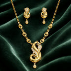 Aarvika Peacock Design Gold-Plated Pendant Necklace Set