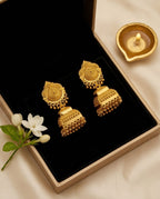 Aarvika Traditional Temple-Inspired Designer Gold-Tone Jhumka Earrings