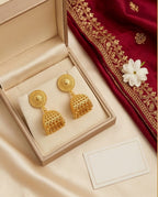 Aarvika Traditional Gold-Tone Filigree Jhumka Earrings