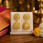 Aarvika Traditional Gold-Tone Filigree Jhumka Earrings
