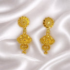 Aarvika Gold-Tone Traditional Floral Double Jhumka Earrings