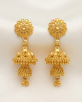 Aarvika Gold-Tone Traditional Floral Double Jhumka Earrings