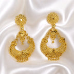 Aarvika Gold-Tone Traditional Heart Motif Chandbali Earrings