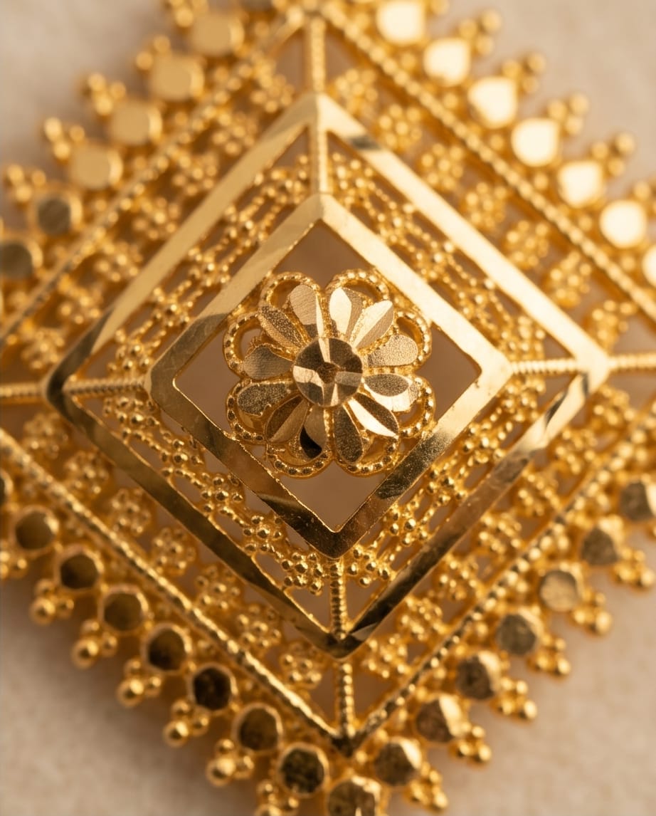 Aarvika Gold-Tone Floral Geometric Stud Earrings