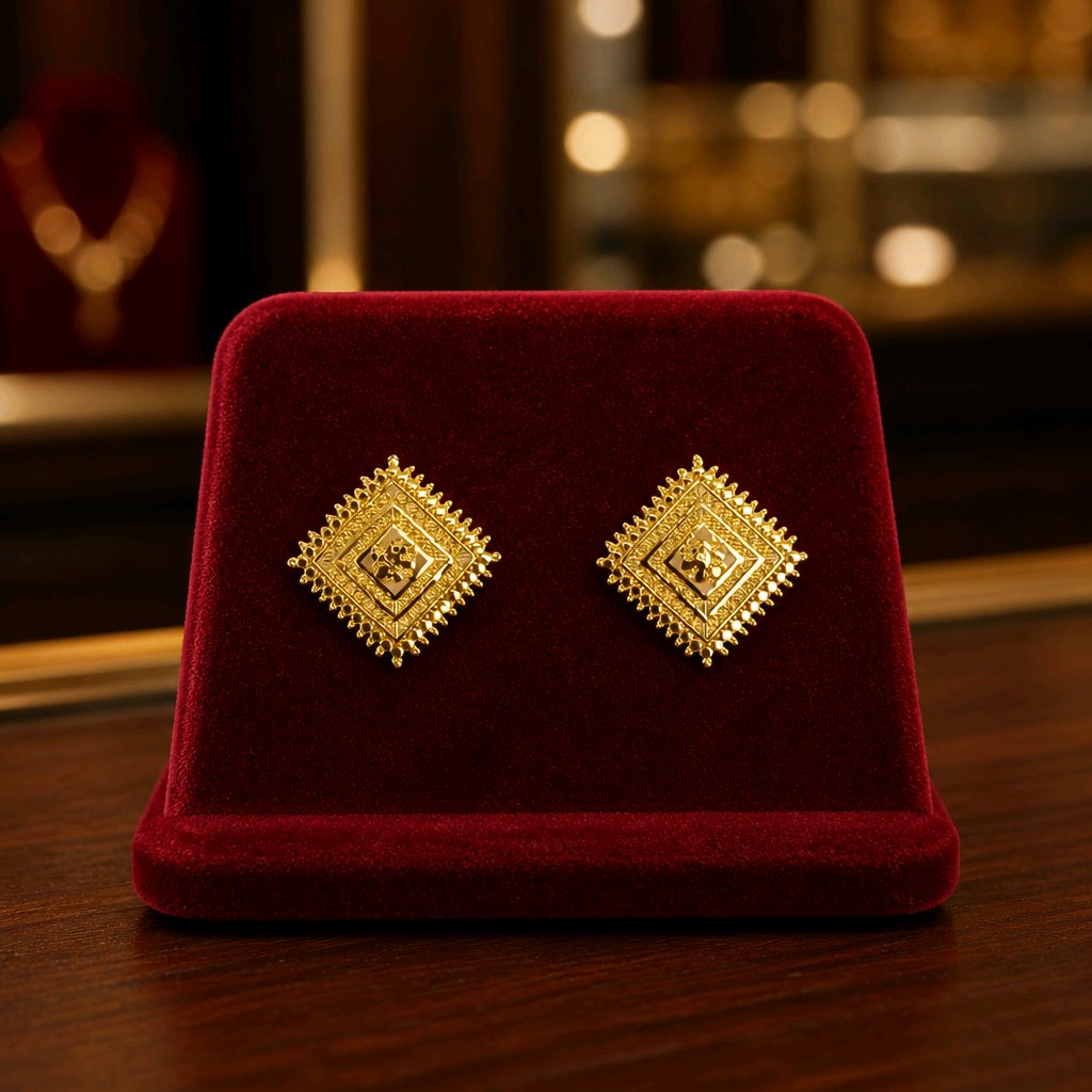 Aarvika Gold-Tone Floral Geometric Stud Earrings