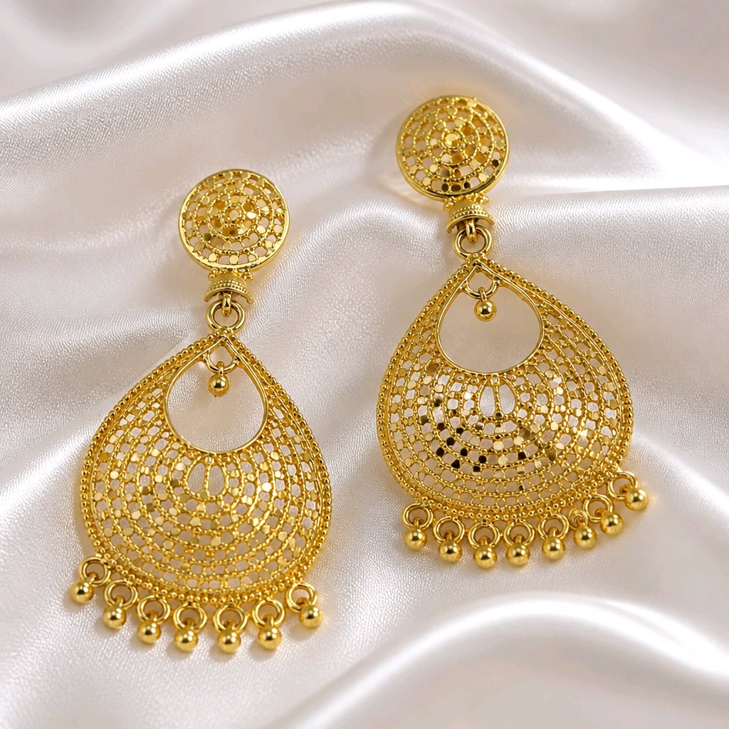 Aarvika Gold-Tone Filigree Teardrop Earrings