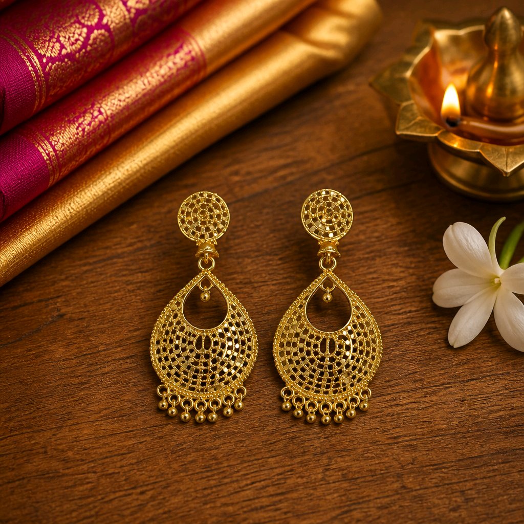 Aarvika Gold-Tone Filigree Teardrop Earrings