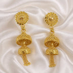 Aarvika Gold-Tone Filigree Jhumki Tassel Earrings