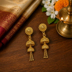 Aarvika Gold-Tone Filigree Jhumki Tassel Earrings