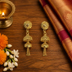 Aarvika Gold-Tone Filigree Jhumki Tassel Earrings