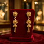 Aarvika Gold-Tone Filigree Jhumki Tassel Earrings