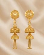 Aarvika Gold-Tone Filigree Jhumki Tassel Earrings