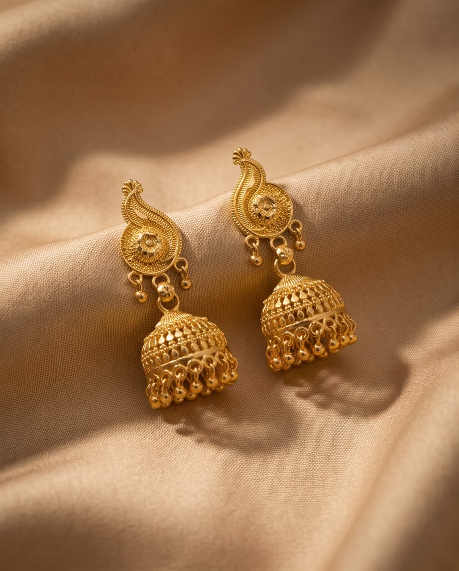 Aarvika Gold-Tone Paisley Jhumki Earrings