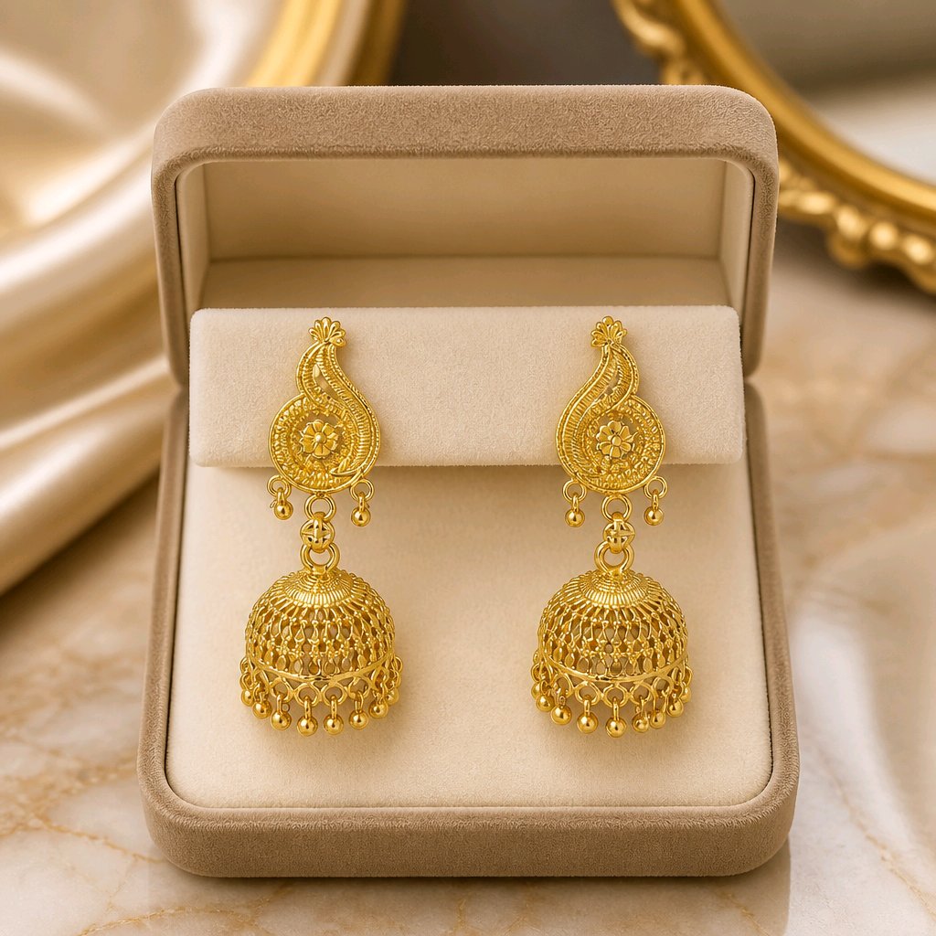 Aarvika Gold-Tone Paisley Jhumki Earrings