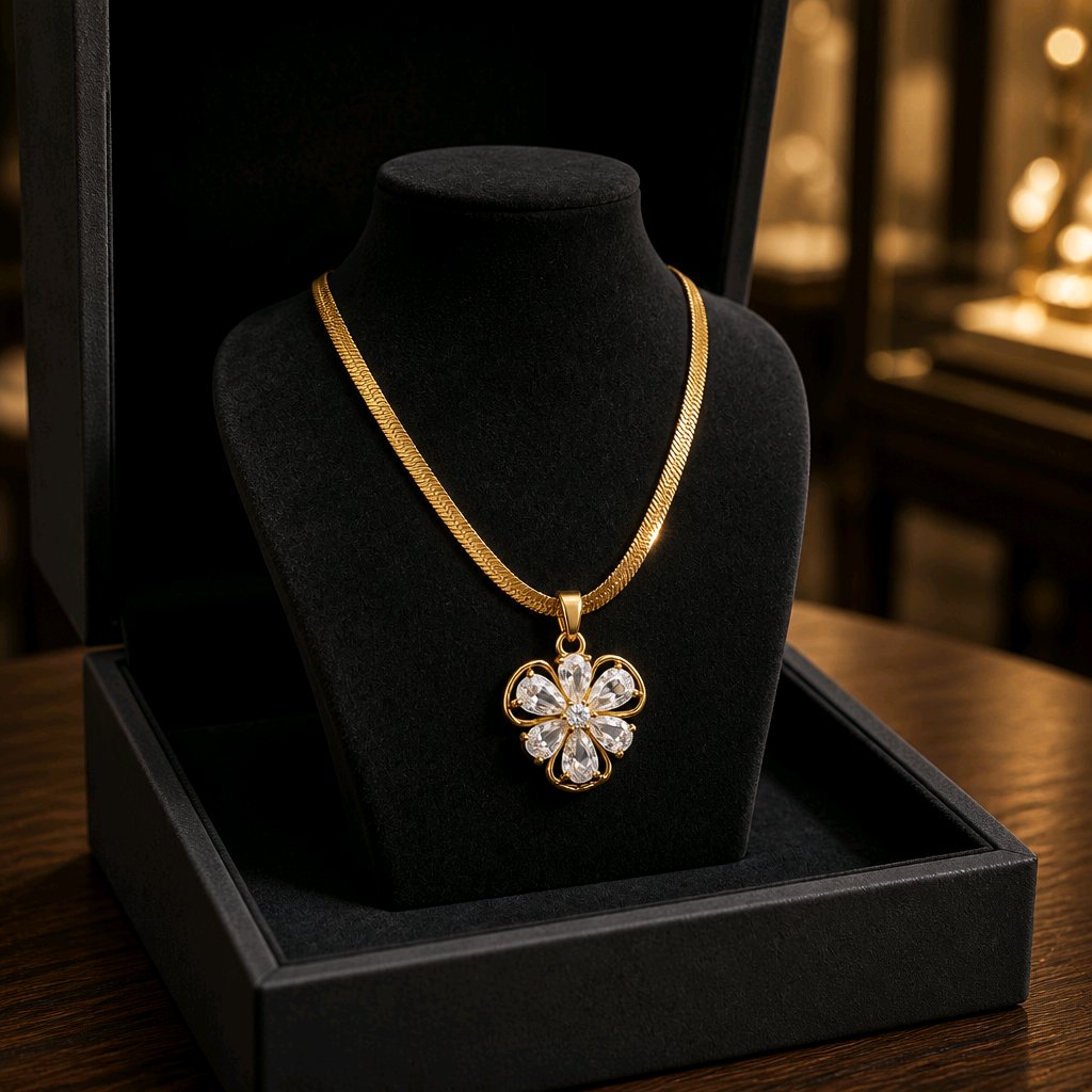 Aarvika 22K Gold-Plated Clover Pendant Necklace – front view