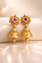 Aarvika Traditional Stone Stud Jhumka Earrings