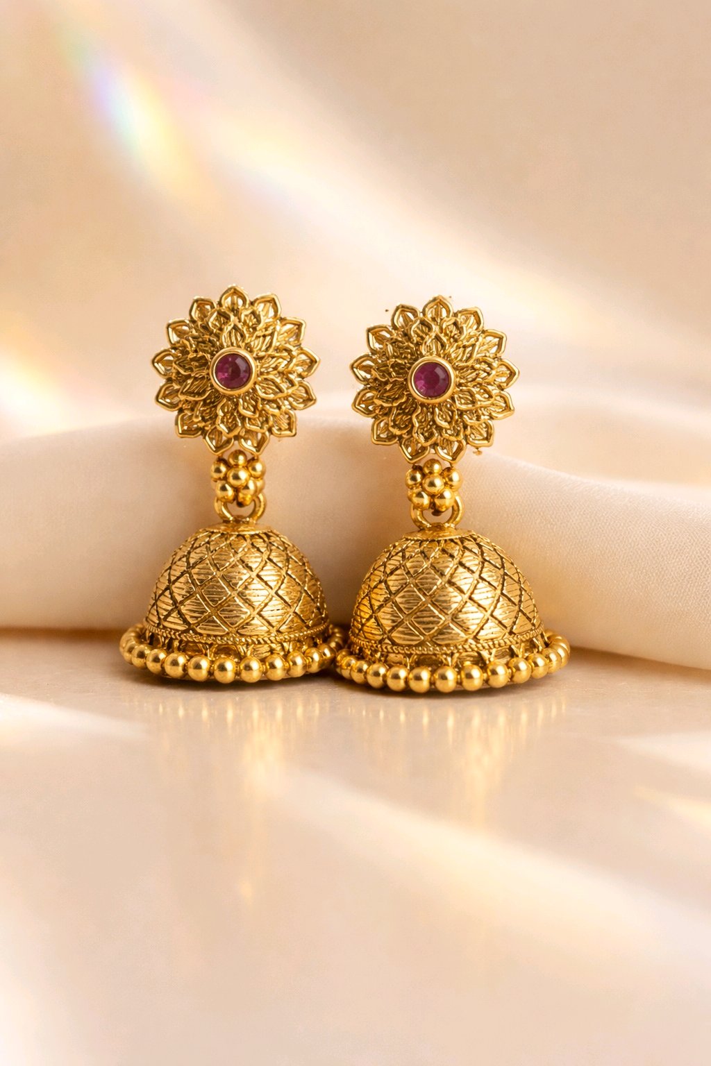 Aarvika Traditional Floral Jhumka Earrings