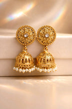 Aarvika Floral Pearl Jhumka Earrings