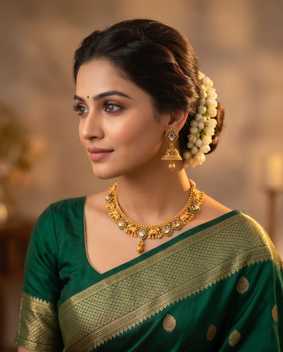 Aarvika Heritage Temple Necklace Set – side view
