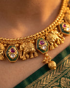 Aarvika Heritage Temple Necklace Set – close-up detail
