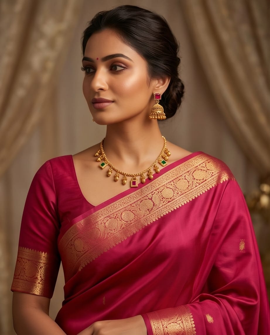 Aarvika Multicolor Stone Charm Necklace Set with Designer Jhumka – side view